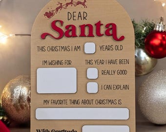 Dear Santa Board, Santa Dry Erase, Kids Christmas List Sign, Dry Erase Christmas Sign, Dear Santa Wish List, Christmas Photo Prop
