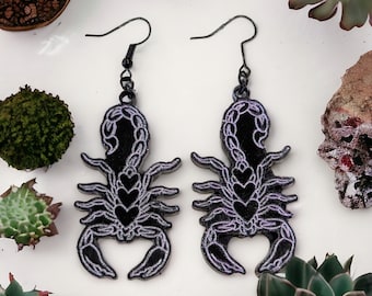 Black and Purple Scorpion Earrings