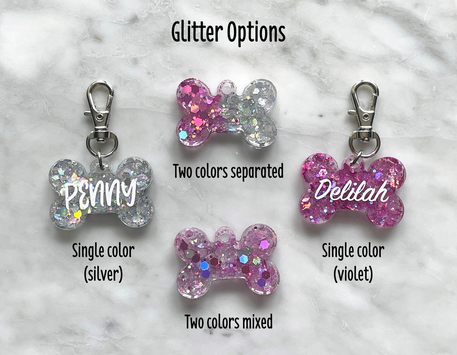 glitter dog tag