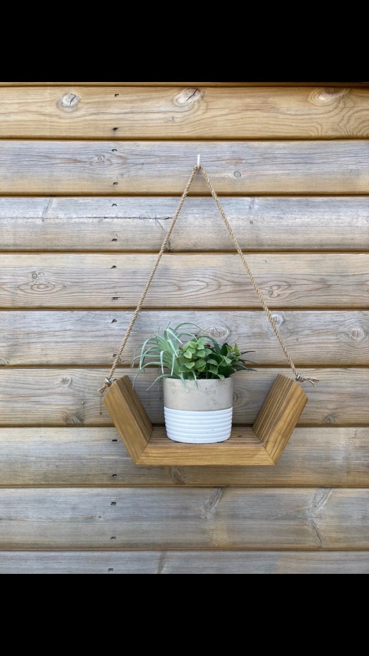 Wooden Handmade Hanging Shelf Garden Display Indoor Outdoor Etsy UK