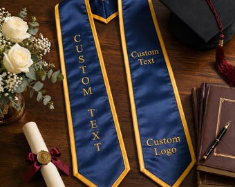 Personalized Graduation Stole, Custom Text and Logo Grad Sash, Custom Graduation Gifts for Her Him, Class of 2026 Graduation Accessories