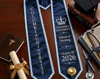 Custom Graduation Stole Class of 2026 | Personalized Nursing Sash for Graduates | First Generation Graduate Gift | Embroidered Regalia