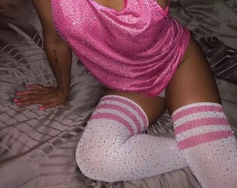 sequin thigh high socks