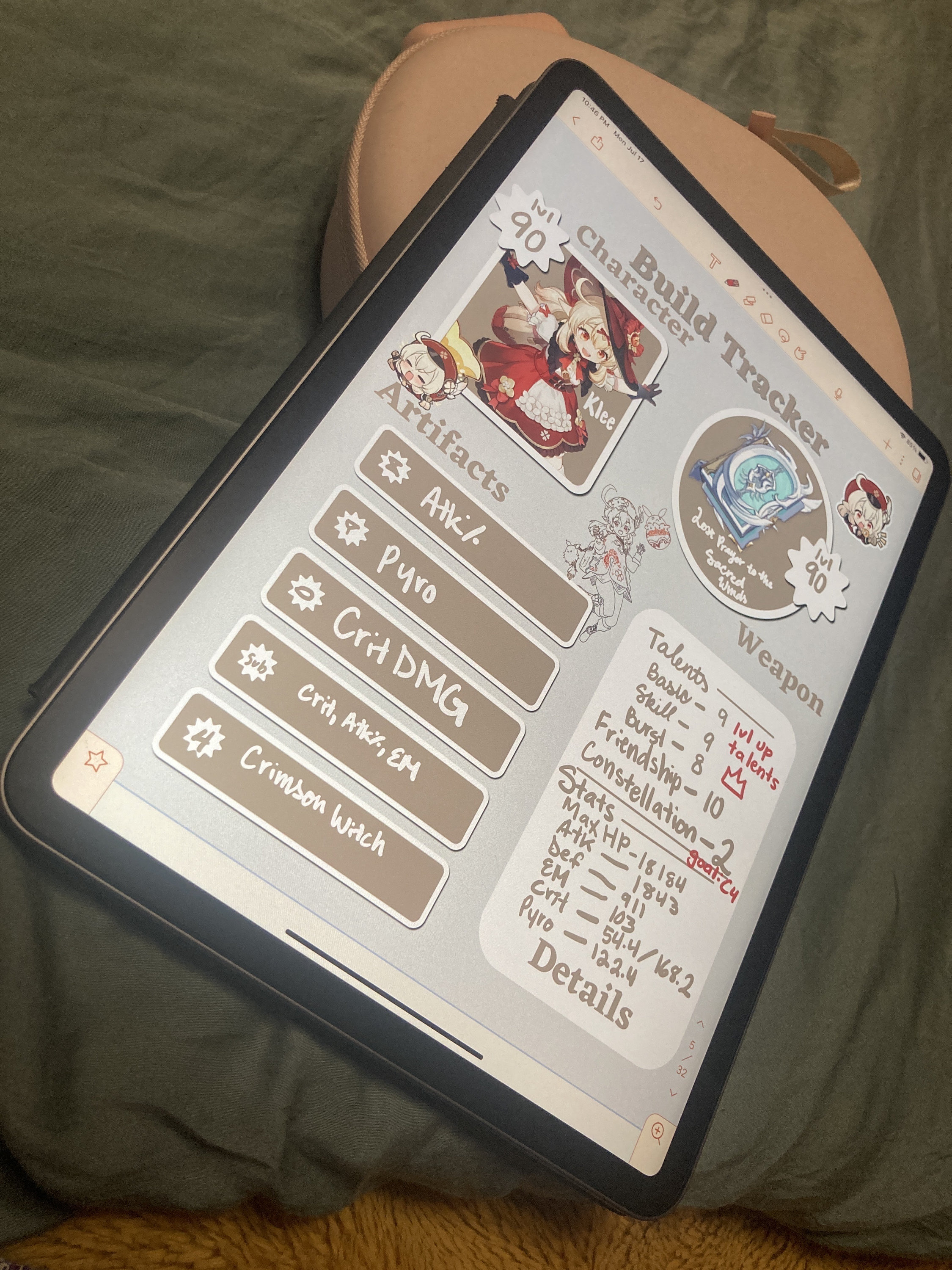 Genshin Build Planner Digital Notebook for Genshin Impact Players - Etsy