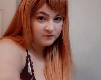 Handmade Wig - 20" Blonde Ombré Yaki Fiber with Bangs