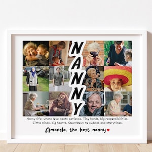 Nanny Photo Collage Gift, Personalized Gift for Nanny, Mother&#39;s Day Gift, Nanny Photo Gift, Custom Nanny gift, Nanny Collage