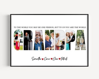 Grandpa Photo Collage, Father's Day Gift, Personalized Gift For Grandpa, Grandpa Gift from Grandkids, Grandfather Picture Collage Gift