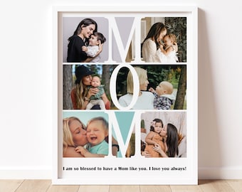 Personalized Mom Photo Collage, Christmas Gift, Mom Gift From Daughter Son, Custom Mom Collage, First Mommy Gift, Gift for Mom