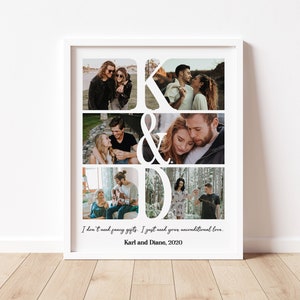 Personalized Couples Initial Print, Anniversary Photo Collage, Anniversary Gift For Boyfriend, First Anniversary Gift, Gift for Husband