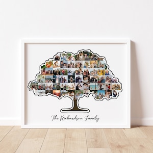 Personalized Family Tree Photo Collage, Family Photo Gift, Family Tree Wall Art, Anniversary Gift for Parents, Family Tree Photo Print