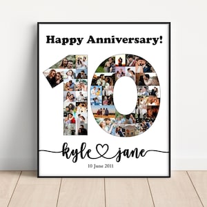 Custom 10th Anniversary Gift for Husband, 10 Year Anniversary Gift, 10th Wedding Anniversary Gift, Aluminum Anniversary, Ten Year Collage