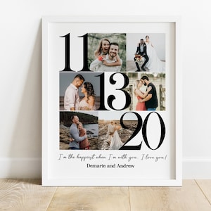 Personalize 1st Year Anniversary Photo Collage Gift, 1 Year Anniversary Gift for Boyfriend, 1 Year Wedding Gift, First Anniversary Gift