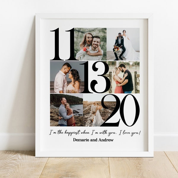 Personalize 1st Year Anniversary Photo Collage Gift, 1 Year Anniversary Gift for Boyfriend, 1 Year Wedding Gift, First Anniversary Gift