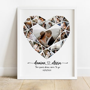 Personalize 2nd Anniversary Gift for Husband, Second Anniversary Photo Collage for Boyfriend, 2 Year Anniversary, Two Year Anniversary Gift