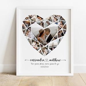 Benutzerdefinierte Herz-Fotocollage, Jubiläums-Collage für Freund, Jubiläums-Collage für Mann, personalisiertes Hochzeits-Herz-Fotogeschenk