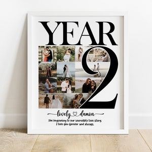 Personalize 2nd Anniversary Gift for Husband, Second Anniversary Photo Collage for Boyfriend, 2 Year Anniversary, Two Year Anniversary Gift