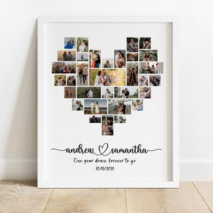 1 year Anniversary Gift for Husband, Personalize 1st Year Anniversary Photo Collage Gift, Custom Heart Photo Collage, One Year Wedding Gift