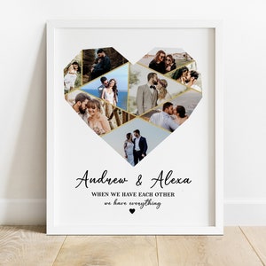 Custom Heart Photo Collage for Boyfriend, Personalized Anniversary Gift for Husband, Wedding Photo Gift, HeartShape Photo Collage, Love Gift