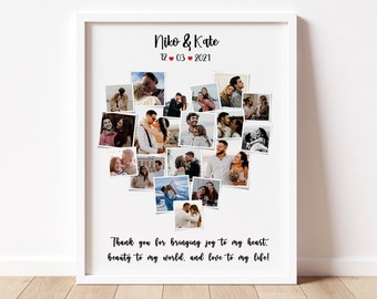 Collage de fotos de corazón personalizado, regalo de collage de aniversario para novio, collage de aniversario para novia, regalo de Navidad