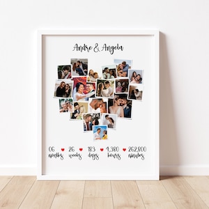 Personalisiertes 6 Monate Jahrestagsgeschenk, 6 Monate Jahrestagsgeschenk für Freund, benutzerdefinierte Herz-Fotocollage, sechs Monate Jahrestagsgeschenk