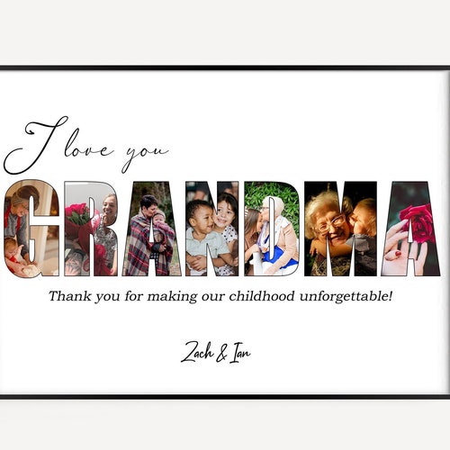 Personalized Grandma Photo Collage Gift for Grandma Etsy