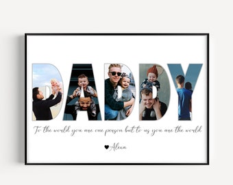 Daddy Photo Collage, Christmas Day Gift, Gift For Daddy, Personalized Gift for Dad, Printable Father Day Photo Collage, Photo Gift
