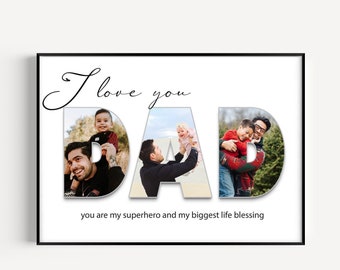 Collage fotografico per papà, regalo per la festa del papà, regalo personalizzato per papà, regalo per la prima volta papà, regalo personalizzato per papà, regalo da figlio a figlia