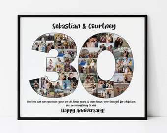 Personalized 30th Anniversary Gift, 30th Anniversary Photo Collage Gift, 30th Anniversary Collage Gift for Parents, 30 Years of Marriage