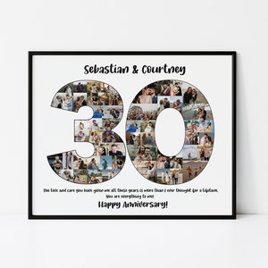 Personalized 30th Anniversary Gift, 30th Anniversary Photo Collage Gift, 30th Anniversary Collage Gift for Parents, 30 Years of Marriage