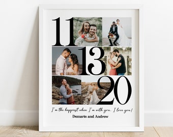 Personalice el regalo de collage de fotos del primer aniversario, el regalo de primer aniversario para el novio, el regalo de boda de 1 año, el regalo del primer aniversario