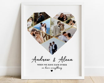 Collage fotografico personalizzato a forma di cuore per il fidanzato, regalo di anniversario personalizzato per il marito, regalo fotografico per matrimonio, collage fotografico a forma di cuore, regalo d'amore