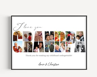 Collage fotografico personalizzato per il nonno, regalo di Natale, regalo personalizzato per il nonno, regalo per il nonno dai nipoti, primo regalo fotografico per il nonno