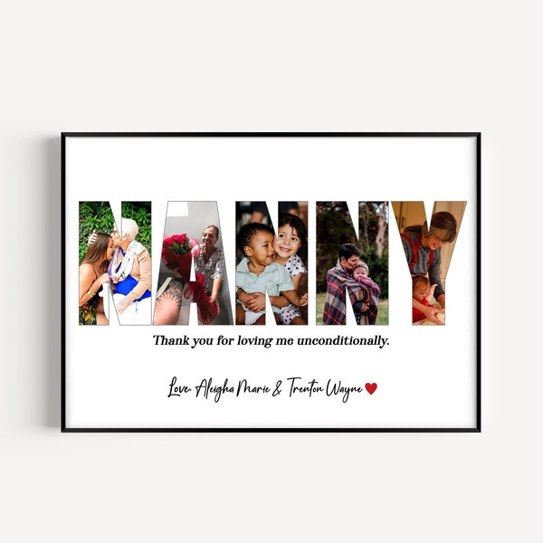 Nanny Photo Collage Gift, Personalized Nanny Gift, Mothers Day Gift For Grandma, Nana Photo Collage Gift, Grandchild Gift for Grandma