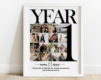 Personalisieren Sie die 1 Jahr Jahrestag Foto-Collage, Benutzerdefinierte 1 Jahr Jahrestag Geschenk für Freund, 1 Jahr Hochzeitsgeschenk, Geschenk zum ersten Jahrestag