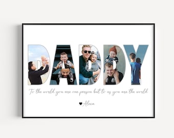 Daddy Photo Collage, Customized Father's Gift, Gift For Dad, Personalized Gift for Dad, Christmas Gift, Dad Gift from Son Daughter
