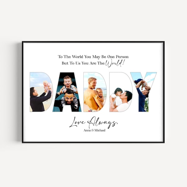 Personalized Daddy Photo Collage, Father's Day Gift, Custom Gift For Daddy, Dad Photo Collage, Gift from Son & Daughter, Gift for Dad