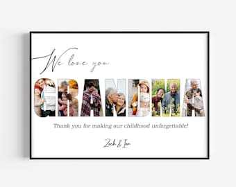 Personalized Grandma Photo Collage, Christmas Gift For Grandma, Grandmother Picture Collage, Grandma Gift from Grandkids, Gift for Grandma