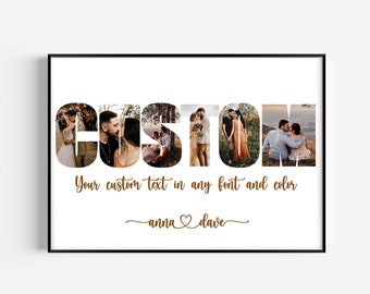 Custom Name Picture Collage, Personalized Text Photo Collage, Custom Letter Collage,Text photo collage, Photo Collage Gift, Christmas Gift