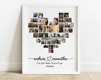 1 year Anniversary Gift for Husband, Personalize 1st Year Anniversary Photo Collage Gift, Custom Heart Photo Collage, One Year Wedding Gift