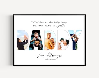 Personalized Daddy Photo Collage, Christmas Day Gift, Custom Gift For Daddy, Dad Photo Collage, Gift from Son & Daughter, Gift for Dad
