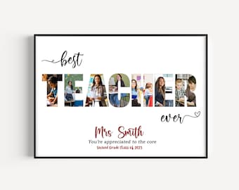 Personalized Teacher Photo Collage, Custom Gift for Teacher's Day, Teacher Keepsake, Class Photo Gift Collage, Christmas Gift