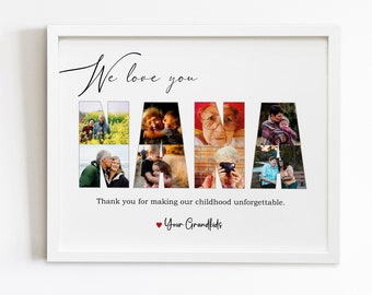 Collage fotografico personalizzato per la nonna, regalo fotografico personalizzato per la nonna, regalo per la nonna dai nipoti, regalo per la nonna, regalo di Natale per la nonna