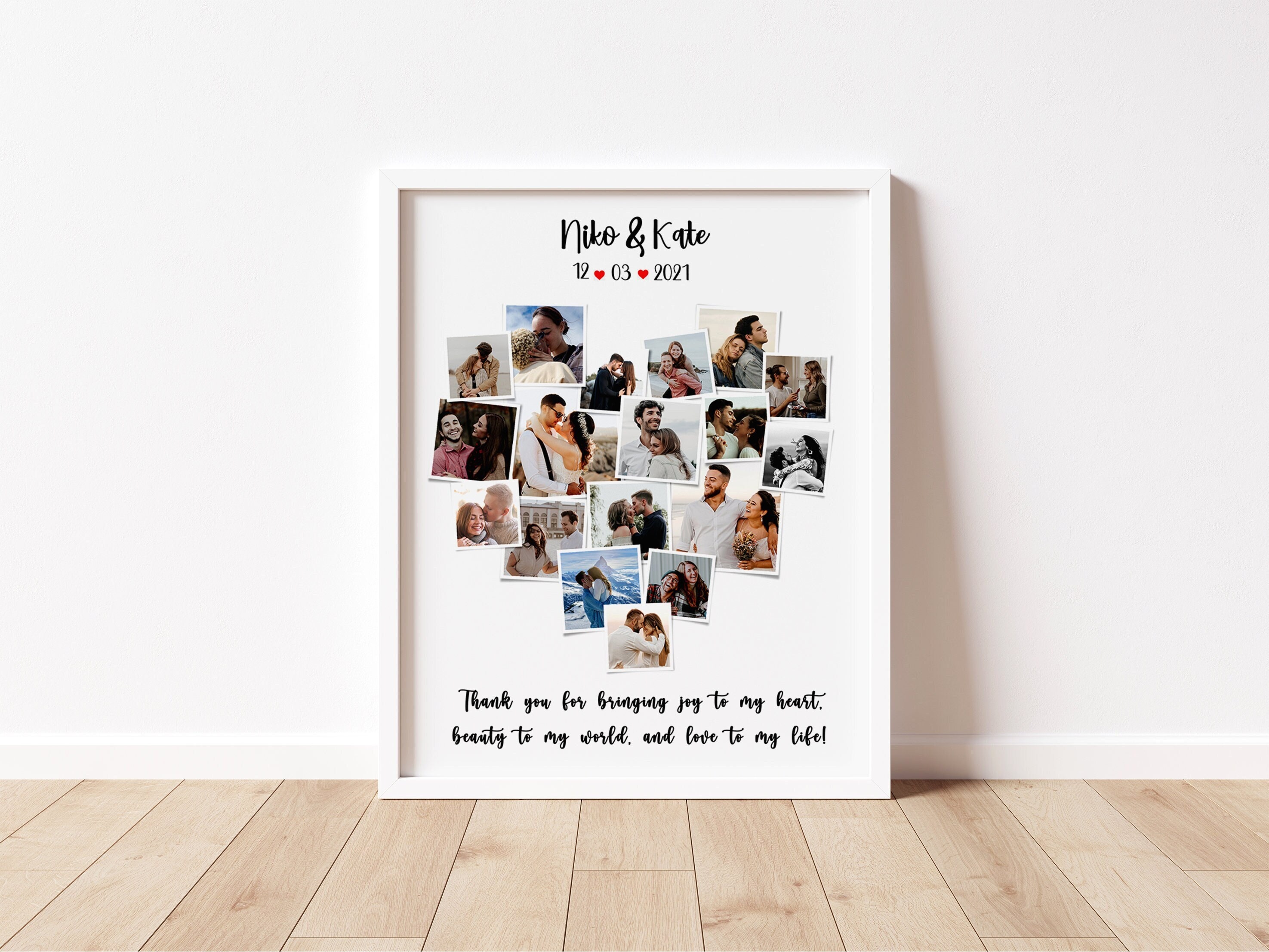 Custom Heart Photo Collage Anniversary Collage Gift for Boyfriend