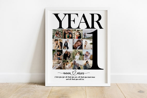 1st Anniversary Gift for Husband, Paper Anniversary Gift for Him, 1 Year Wedding  Anniversary Gift for Wife, Custom 1 Year Photo Collage 