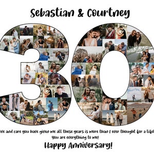 Personalized 30th Anniversary Gift, 30th Anniversary Photo Collage Gift, 30th Anniversary Collage Gift for Parents, 30 Years of Marriage image 5