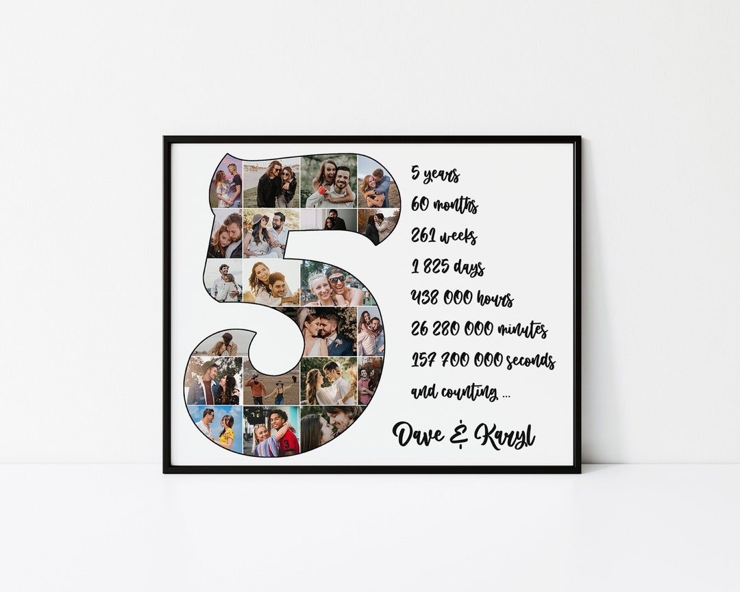 5. Jahrestag Geschenk Foto Collage 5 Jahre Jahrestag Fünfter Etsy.de