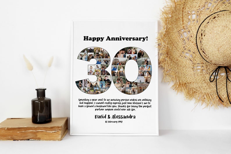 Personalized 30th Anniversary Gift, 30th Anniversary Photo Collage Gift, 30th Anniversary Collage Gift for Parents, 30 Years of Marriage image 7