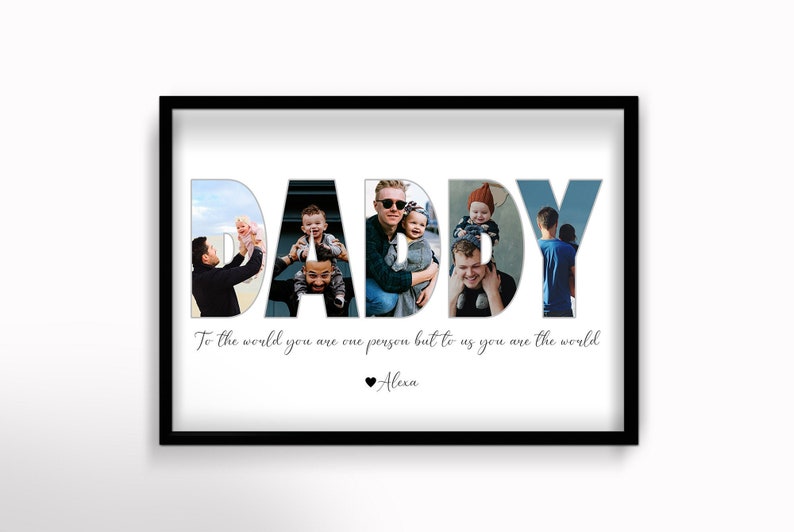 Daddy Photo Collage, Customized Father's Gift, Gift For Dad, Personalized Gift for Dad, First Father's Day Gift, Dad Gift from Son Daughter image 2