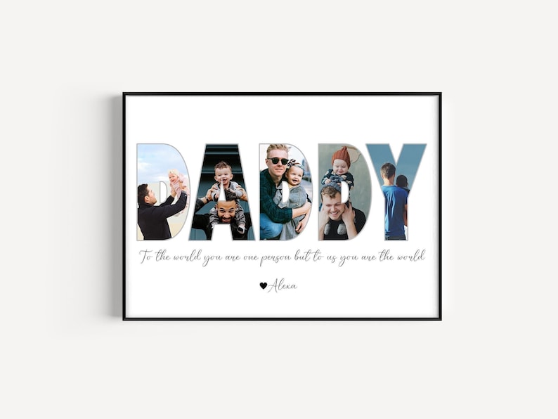 Daddy Photo Collage, Customized Father's Gift, Gift For Dad, Personalized Gift for Dad, First Father's Day Gift, Dad Gift from Son Daughter image 1