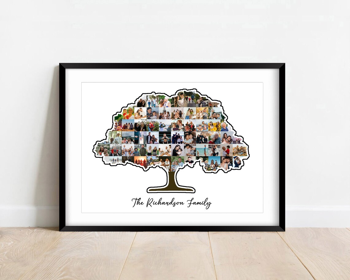 Personalized Family Tree Photo Collage, Family Photo Gift, Family Tree ...